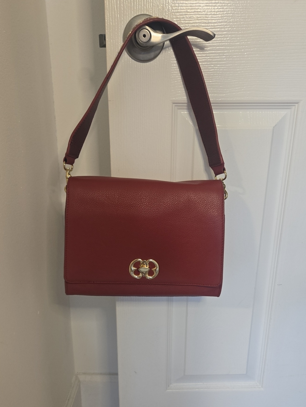Emma Fox Red Leather Shoulder Bag